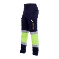 CALÇA DE SOLDADOR AV AZUL MARINHO/AMARELO STRIP